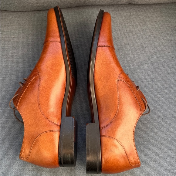 Men’s ASOS Tan Leather Oxford Dress Shoes UK 9 US 10 Brown Cap Toe Formal - Picture 8 of 11